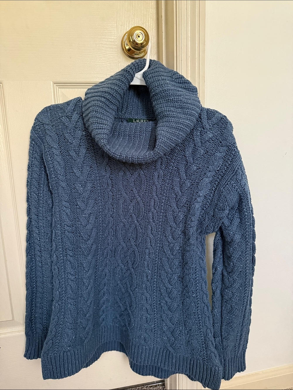 Lauren Ralph Lauren Slate Blue Cable Turtleneck Sweater
